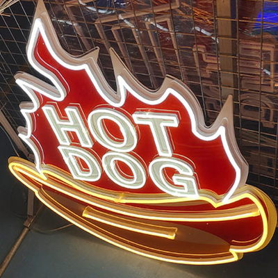 Hot dog neon signs coffee shop neon sign hot dog zone led light sign